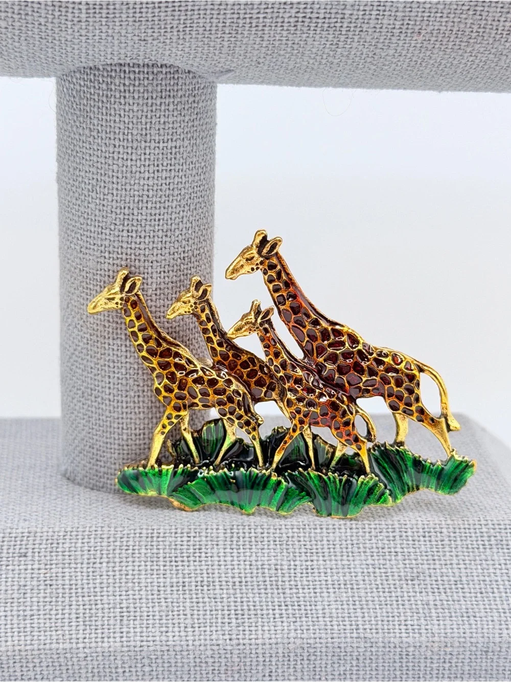 Golden Giraffe Family Brooch